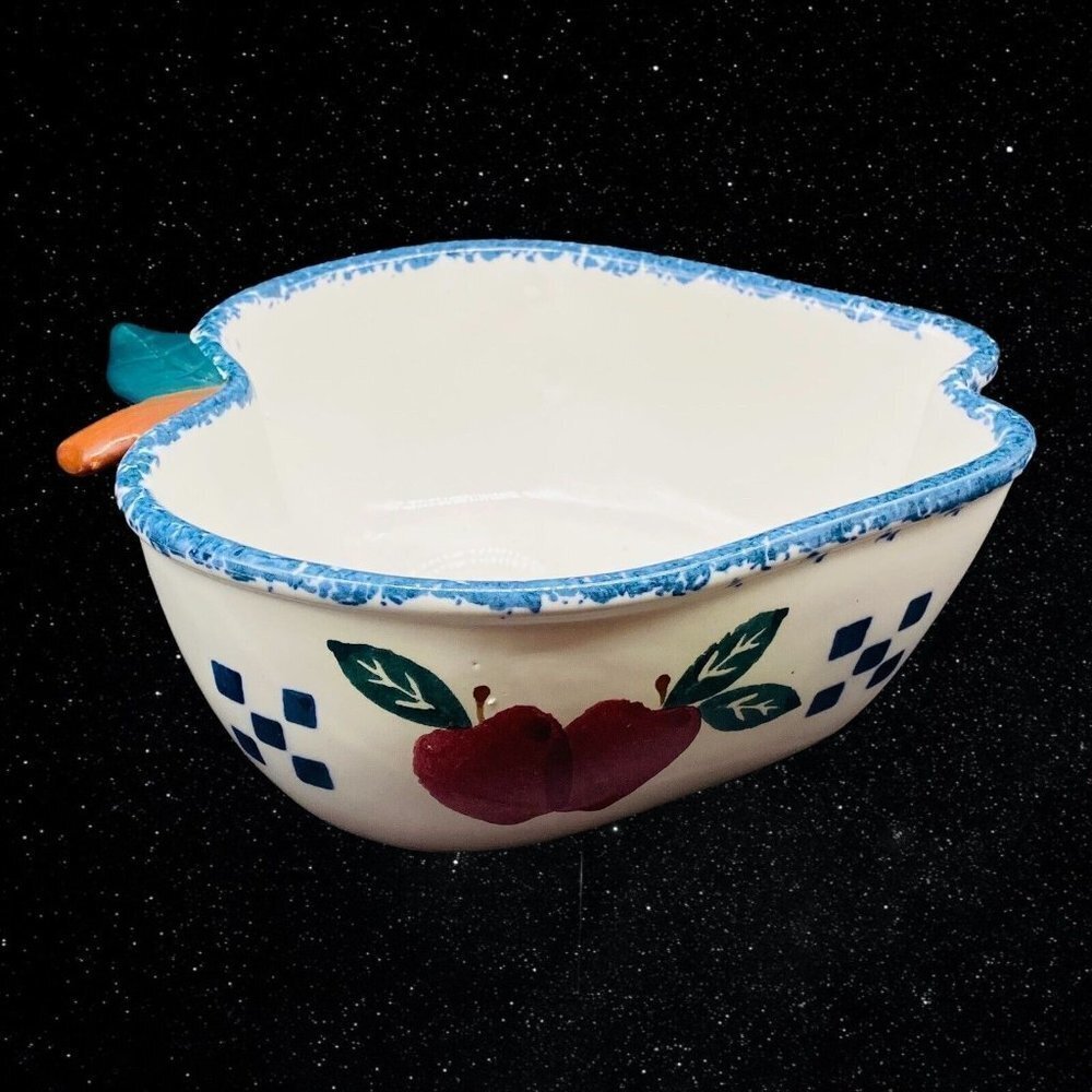 Vintage Chaparral Art Pottery USA Apple Shaped Bowl Dish 3”T 8.5”W